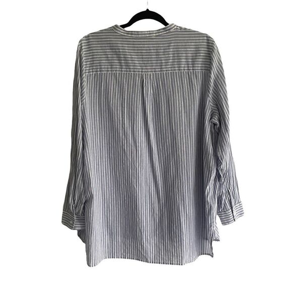 Marks & SPENCER Cotton Striped Button Front Shirt Blouse Lace Blue White XL - Picture 5 of 7